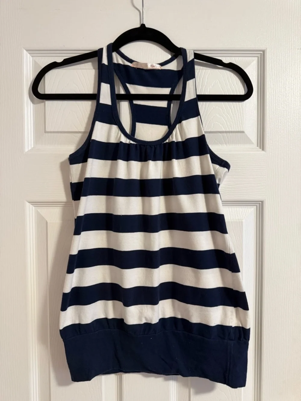 Unity Navy & White Striped Racerback Tank Top - Picture 1 of 3
